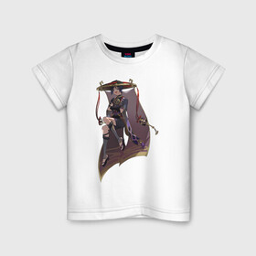 Детская футболка хлопок с принтом Скарамучча в Петрозаводске, 100% хлопок | круглый вырез горловины, полуприлегающий силуэт, длина до линии бедер | арт | баал | инадзума | милый парень | рисунок | скарамучча | фатуи