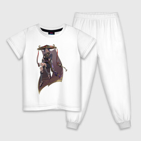 Детская пижама хлопок с принтом Скарамучча в Петрозаводске, 100% хлопок |  брюки и футболка прямого кроя, без карманов, на брюках мягкая резинка на поясе и по низу штанин
 | арт | баал | инадзума | милый парень | рисунок | скарамучча | фатуи
