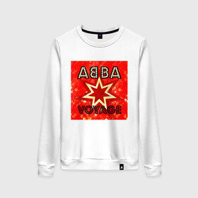 Женский свитшот хлопок с принтом ABBA новый альбом Voyage в Петрозаводске, 100% хлопок | прямой крой, круглый вырез, на манжетах и по низу широкая трикотажная резинка  | abba | voyage | абба | альбом | возвращение | группа | музыка | поп | премьера