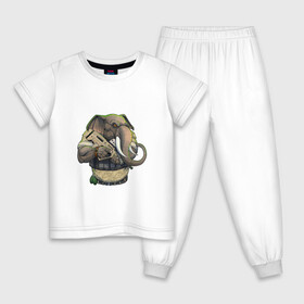 Детская пижама хлопок с принтом Слон-военный в Петрозаводске, 100% хлопок |  брюки и футболка прямого кроя, без карманов, на брюках мягкая резинка на поясе и по низу штанин
 | автомат | арт | животное | зверь | оружие | рисунок | слон | человекоподобный