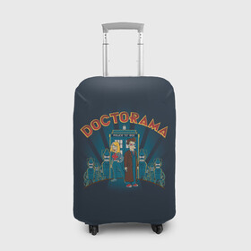 Чехол для чемодана 3D с принтом Doctorama в Петрозаводске, 86% полиэфир, 14% спандекс | двустороннее нанесение принта, прорези для ручек и колес | doctor who | futurama | serial | доктор кто | путешествия во времени | сериал | сериалы | фантастика | футурама