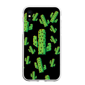 Чехол для iPhone XS Max матовый с принтом Cactus Time - Веселые кактусы в Петрозаводске, Силикон | Область печати: задняя сторона чехла, без боковых панелей | cactus time | веселый | зеленый | кактусы | милый