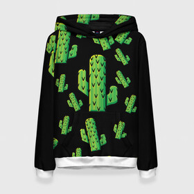 Женская толстовка 3D с принтом Cactus Time - Веселые кактусы в Петрозаводске, 100% полиэстер  | двухслойный капюшон со шнурком для регулировки, мягкие манжеты на рукавах и по низу толстовки, спереди карман-кенгуру с мягким внутренним слоем. | cactus time | веселый | зеленый | кактусы | милый