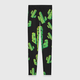 Леггинсы 3D с принтом Cactus Time - Веселые кактусы в Петрозаводске, 80% полиэстер, 20% эластан | Эластичный пояс, зауженные к низу, низкая посадка | cactus time | веселый | зеленый | кактусы | милый