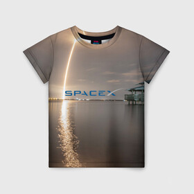 Детская футболка 3D с принтом SpaceX Dragon 2 в Петрозаводске, 100% гипоаллергенный полиэфир | прямой крой, круглый вырез горловины, длина до линии бедер, чуть спущенное плечо, ткань немного тянется | crew | dragon | falcon 9 | rocket | ship | space | spaceship | spacex | икс | корабль | космический | космос | ракета | спейс