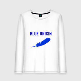 Женский лонгслив хлопок с принтом Blue Origin logo перо в Петрозаводске, 100% хлопок |  | blue origin | logo | блю ориджин | логотип | перо