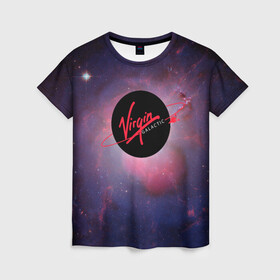 Женская футболка 3D с принтом Virgin Galactic космос в Петрозаводске, 100% полиэфир ( синтетическое хлопкоподобное полотно) | прямой крой, круглый вырез горловины, длина до линии бедер | вирджин галактик | космос | лого