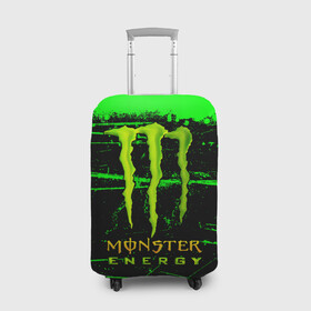 Чехол для чемодана 3D с принтом MONSTER ENERGY NEON LOGO в Петрозаводске, 86% полиэфир, 14% спандекс | двустороннее нанесение принта, прорези для ручек и колес | monster | monster energy | монстер | монстер енерджи | монстер енэрджи | монстер энерджи | неон | энергетик | энергетический напиток