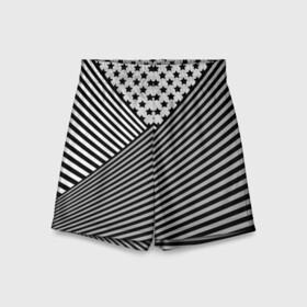 Детские спортивные шорты 3D с принтом Полосатый комбинированный узор в Петрозаводске,  100% полиэстер
 | пояс оформлен широкой мягкой резинкой, ткань тянется
 | звезды | комбинированный | молодежный | монохромный | полосатый | серый и черный | современный | черно белый