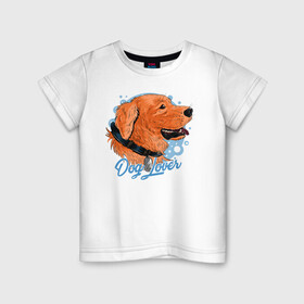 Детская футболка хлопок с принтом Dog Lover в Петрозаводске, 100% хлопок | круглый вырез горловины, полуприлегающий силуэт, длина до линии бедер | love | иллюстрация | пес | собачья любовь | щенок