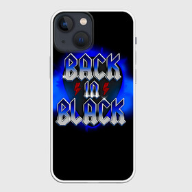 Чехол для iPhone 13 mini с принтом BACK in BLACK AC DC в Петрозаводске,  |  | ac dc | acdc | acdc ас дс | angus | back in black | highway to hell | mckinnon | you | австралийская | ангус янг | ас дс | асдс | блюз | в форме | гитара | группа | крис слэйд | метал | молния | музыка | певец | рок | рок н ролл | стиви янг