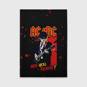 Обложка для автодокументов с принтом ARE YOU REDY? AC/DC в Петрозаводске, натуральная кожа |  размер 19,9*13 см; внутри 4 больших “конверта” для документов и один маленький отдел — туда идеально встанут права | Тематика изображения на принте: ac dc | acdc | acdc ас дс | angus | back in black | highway to hell | mckinnon | you | австралийская | ангус янг | ас дс | асдс | блюз | в форме | гитара | группа | крис слэйд | метал | молния | музыка | певец | рок | рок н ролл | стиви янг