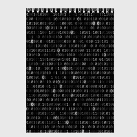 Скетчбук с принтом Бинарный код в Петрозаводске, 100% бумага
 | 48 листов, плотность листов — 100 г/м2, плотность картонной обложки — 250 г/м2. Листы скреплены сверху удобной пружинной спиралью | Тематика изображения на принте: matrix | бинарный код | единица | единицы | матрица | нули | нули и единицы | нуль