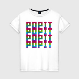 Женская футболка хлопок с принтом P O P I T в Петрозаводске, 100% хлопок | прямой крой, круглый вырез горловины, длина до линии бедер, слегка спущенное плечо | pop it | детский | детский принт | для ребенка | поп ит | попит