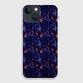 Чехол для iPhone 13 mini с принтом Абстрактный растительный узор в Петрозаводске,  |  | абстракция | дудл | дудлинг | дудлы | завитки | завитушки | орнамент | растительный | узор | узорчик | хохлома | цветочный