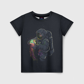 Детская футболка 3D с принтом Космическая медуза в Петрозаводске, 100% гипоаллергенный полиэфир | прямой крой, круглый вырез горловины, длина до линии бедер, чуть спущенное плечо, ткань немного тянется | space | галактика | иллюстрация | космонавт | медуза