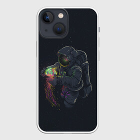 Чехол для iPhone 13 mini с принтом Космическая медуза в Петрозаводске,  |  | space | галактика | иллюстрация | космонавт | медуза