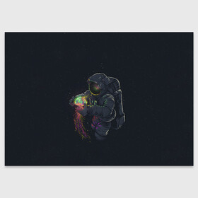 Поздравительная открытка с принтом Космическая медуза в Петрозаводске, 100% бумага | плотность бумаги 280 г/м2, матовая, на обратной стороне линовка и место для марки
 | space | галактика | иллюстрация | космонавт | медуза