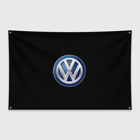 Флаг-баннер с принтом Volkswagen логотип в Петрозаводске, 100% полиэстер | размер 67 х 109 см, плотность ткани — 95 г/м2; по краям флага есть четыре люверса для крепления | golf | logo | polo | tuareg | volkswagen | vw | авто | автомобиль | лого | логотип | машина | пассат | поло | сс | тачка | тигуан | туарег | фольксваген | цц