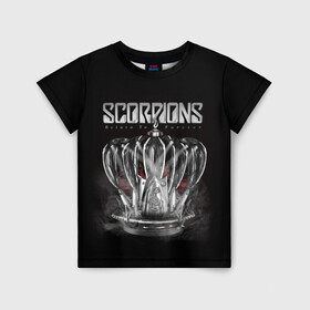 Детская футболка 3D с принтом SCORPIONS в Петрозаводске, 100% гипоаллергенный полиэфир | прямой крой, круглый вырез горловины, длина до линии бедер, чуть спущенное плечо, ткань немного тянется | Тематика изображения на принте: chainge | forever | germany | grunge | king | metal | music | punk | return | rock | scorpions | wind | ветер | германия | гранж | корона | метал | панк | перемен | рок | скорпионс | хард рок