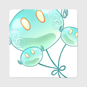 Магнит виниловый Квадрат с принтом Смаймы-шарики в Петрозаводске, полимерный материал с магнитным слоем | размер 9*9 см, закругленные углы | анемо | арт | ветер | воздух | воздушные шарики | воздушный шар | рисунок | слайм | слаймы | шар | шарик | шарики