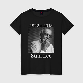 Женская футболка хлопок с принтом Stan Lee в Петрозаводске, 100% хлопок | прямой крой, круглый вырез горловины, длина до линии бедер, слегка спущенное плечо | stan lee | актёр | писатель | продюсер | редактор | стэн ли | сценарист | телеведущий