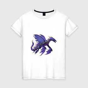 Женская футболка хлопок с принтом Сумеречный дракон в Петрозаводске, 100% хлопок | прямой крой, круглый вырез горловины, длина до линии бедер, слегка спущенное плечо | арт | дракон | ночь | рисунок | сон | сонный зверь | сумерки | фантастический зверь | фантастическое животное