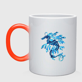Кружка хамелеон с принтом Морской дракон в Петрозаводске, керамика | меняет цвет при нагревании, емкость 330 мл | Тематика изображения на принте: арт | дракон | конёк | конь | море | морской конёк | рисунок | фантастический зверь | фантастическое животное