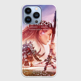 Чехол для iPhone 13 Pro с принтом Элой Horizon Forbidden West DE в Петрозаводске,  |  | Тематика изображения на принте: aloy | bow | dinosaur | games | horizon forbidden west | hunt | nextgen | playstation 5 | ps5 | robot | zero dawn | горизонт | динозавр | запретный запад | игры | лук | некстген | нулевой рассвет | охота | плейстейшен 5 | пс5 | робот | элой