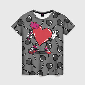 Женская футболка 3D с принтом Сердечко сэлфи в Петрозаводске, 100% полиэфир ( синтетическое хлопкоподобное полотно) | прямой крой, круглый вырез горловины, длина до линии бедер | peace | selfi | мир | сердечко | сердце | сэлфи | фотка