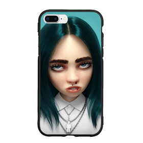 Чехол для iPhone 7Plus/8 Plus матовый с принтом Billie Eilish: 3D в Петрозаводске, Силикон | Область печати: задняя сторона чехла, без боковых панелей | 3d | billie eilish | белый | бирюзовый | волосы | лицо | музыка