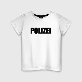 Детская футболка хлопок с принтом POLIZEI Полиция Надпись Черная в Петрозаводске, 100% хлопок | круглый вырез горловины, полуприлегающий силуэт, длина до линии бедер | germany | германия | милиция | надпись | немецкая | сила | структуры | чб | швейцария