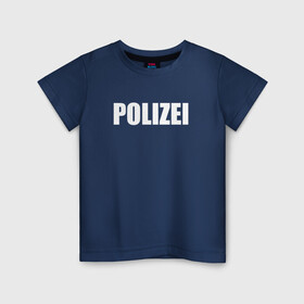 Детская футболка хлопок с принтом POLIZEI Полиция Надпись Белая в Петрозаводске, 100% хлопок | круглый вырез горловины, полуприлегающий силуэт, длина до линии бедер | germany | германия | копы | милиция | надпись | немецкая | сила | структуры | чб | швейцария