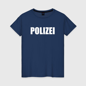 Женская футболка хлопок с принтом POLIZEI Полиция Надпись Белая в Петрозаводске, 100% хлопок | прямой крой, круглый вырез горловины, длина до линии бедер, слегка спущенное плечо | germany | германия | копы | милиция | надпись | немецкая | сила | структуры | чб | швейцария