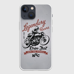 Чехол для iPhone 13 mini с принтом Легендарный гонщик в Петрозаводске,  |  | moto | motorcycle | мопеды | мото | мотоцикл | мотоциклист | мотоциклисту | мотоциклисты | мотоцыклы | моцик