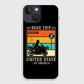 Чехол для iPhone 13 mini с принтом Дорожное приключение в Петрозаводске,  |  | moto | motorcycle | мопеды | мото | мотоцикл | мотоциклист | мотоциклисту | мотоциклисты | мотоцыклы | моцик