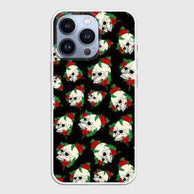 Чехол для iPhone 13 Pro с принтом Черепа и розы   Skull and Roses в Петрозаводске,  |  | death | gothic | halloween | horror | roses | skeleton | skillet | skull | готика | готические | жуткий | кости | красные розы | листья | скелет | хеллоуин | хоррор | хэллоуин | цветы | череп | черепа в розах | черепа и розы | черепа с