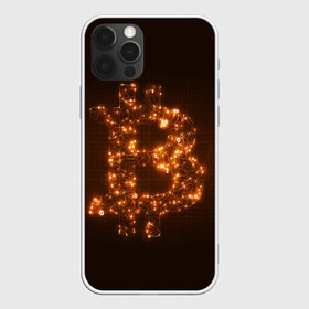 Чехол для iPhone 12 Pro с принтом СВЕТЯЩИЙСЯ BITCOIN в Петрозаводске, силикон | область печати: задняя сторона чехла, без боковых панелей | Тематика изображения на принте: bitcoin | btc | coin | биткоин | биткойн | валюта | деньги | криптовалюта | монета | платёжная система | технология