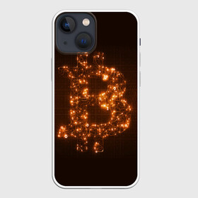 Чехол для iPhone 13 mini с принтом СВЕТЯЩИЙСЯ BITCOIN в Петрозаводске,  |  | bitcoin | btc | coin | биткоин | биткойн | валюта | деньги | криптовалюта | монета | платёжная система | технология