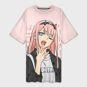 Платье-футболка 3D с принтом Zero Two Darling in the Franxx в Петрозаводске,  |  | 02 | anime girl | darling in the franxx | zero two | аниме | дарлинг во франксе | девушка с розовыми волосами | манга | милый во франксе | ноль два | розовые волосы | тян