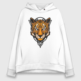 Женское худи Oversize хлопок с принтом Tiger Style в Петрозаводске, френч-терри — 70% хлопок, 30% полиэстер. Мягкий теплый начес внутри —100% хлопок | боковые карманы, эластичные манжеты и нижняя кромка, капюшон на магнитной кнопке | 2022 | animal | cat | lion | tiger | год тигра | животные | зубы | кот | кошка | лев | охотник | полосатый | природа | тигр | тигренок | тигрица | хищник