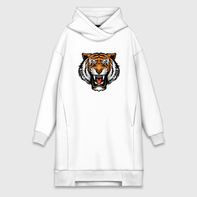 Платье-худи хлопок с принтом Angry Tiger в Петрозаводске,  |  | 2022 | animal | cat | lion | tiger | год тигра | животные | зубы | кот | кошка | лев | охотник | полосатый | природа | тигр | тигренок | тигрица | хищник