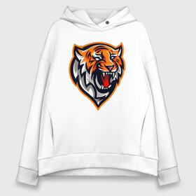 Женское худи Oversize хлопок с принтом Tiger Scream в Петрозаводске, френч-терри — 70% хлопок, 30% полиэстер. Мягкий теплый начес внутри —100% хлопок | боковые карманы, эластичные манжеты и нижняя кромка, капюшон на магнитной кнопке | 2022 | animal | cat | lion | tiger | год тигра | животные | зубы | кот | кошка | лев | охотник | полосатый | природа | тигр | тигренок | тигрица | хищник