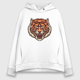 Женское худи Oversize хлопок с принтом Tiger Meow в Петрозаводске, френч-терри — 70% хлопок, 30% полиэстер. Мягкий теплый начес внутри —100% хлопок | боковые карманы, эластичные манжеты и нижняя кромка, капюшон на магнитной кнопке | 2022 | animal | cat | lion | tiger | год тигра | животные | зубы | кот | кошка | лев | охотник | полосатый | природа | тигр | тигренок | тигрица | хищник