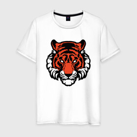 Мужская футболка хлопок с принтом Мой Тигр в Петрозаводске, 100% хлопок | прямой крой, круглый вырез горловины, длина до линии бедер, слегка спущенное плечо. | 2022 | animal | cat | lion | tiger | год тигра | животные | зубы | кот | кошка | лев | охотник | полосатый | природа | тигр | тигренок | тигрица | хищник