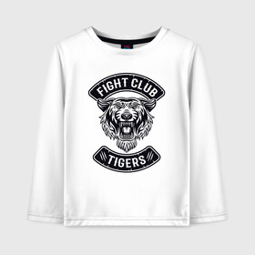 Детский лонгслив хлопок с принтом Fight Club Tigers в Петрозаводске, 100% хлопок | круглый вырез горловины, полуприлегающий силуэт, длина до линии бедер | 2022 | animal | cat | fight club | lion | mma | tiger | ufc | боец | год тигра | единоборства | животные | зверь | зубы | кот | кошка | лев | охотник | полосатый | природа | спорт | тигр | тигренок | тигрица | хищник