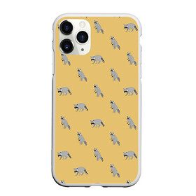 Чехол для iPhone 11 Pro матовый с принтом Еноты паттерн в Петрозаводске, Силикон |  | pattern | raccoons | еноты | забавные животные | звери | кремовый | охра | охристый | паттерн | песочный цвет | светло желтый
