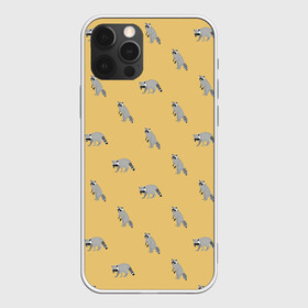 Чехол для iPhone 12 Pro Max с принтом Еноты паттерн в Петрозаводске, Силикон |  | pattern | raccoons | еноты | забавные животные | звери | кремовый | охра | охристый | паттерн | песочный цвет | светло желтый