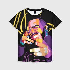Женская футболка 3D с принтом Drake в Петрозаводске, 100% полиэфир ( синтетическое хлопкоподобное полотно) | прямой крой, круглый вырез горловины, длина до линии бедер | certified lover boy | drake | pop art | rap | wpap | дрейк | музыка | обри дрейк грэм | поп арт | рэп | рэпер