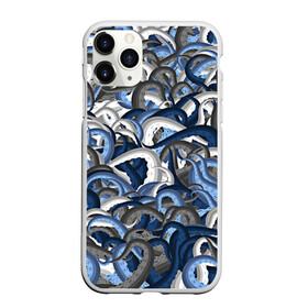 Чехол для iPhone 11 Pro матовый с принтом Синий камуфляж с щупальцами в Петрозаводске, Силикон |  | камуфляж | ктулху | милитари | море | морской | осьминог | рыбак | щупальца